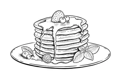 Vector illustration of Pancakes on plate Stock Illustration