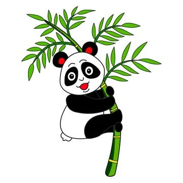 Vector Illustration of panda bear at the bamboo Illustrazione stock