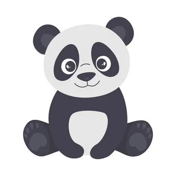 Vector illustration of panda. Cute silhouette teddy bear panda Stock Illustration