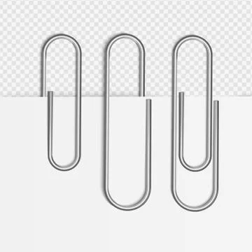Vector illustration of paper clips attached to piece of paper. Stock Illustration