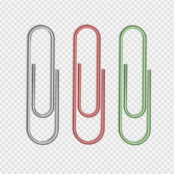 Vector illustration of paper clips attached to piece of paper. Stock Illustration