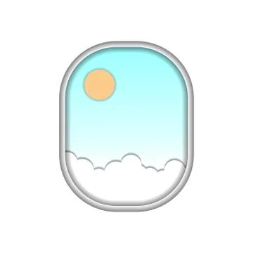 Vector illustration paper cut out window airplane Stock Illustration