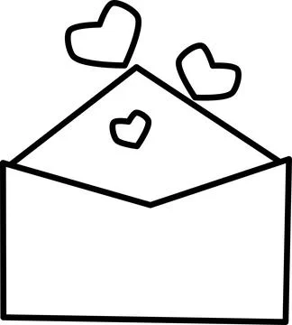 Vector illustration paper open envelope with hearts Stock Illustration