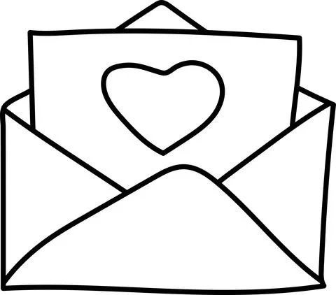 Vector illustration paper open envelope with hearts Stock Illustration