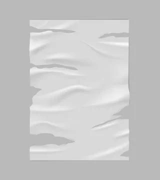 Vector illustration of paper torn and crumpled white blank sheet on gray 스톡 일러스트