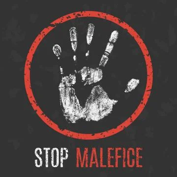 Vector illustration. Paranormal phenomenon. Stop malefice Stock Illustration
