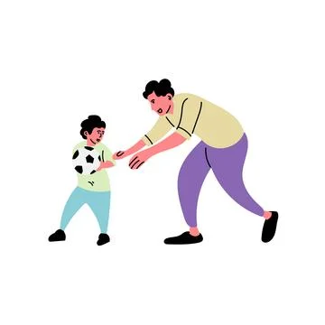 Vector illustration of parents playing ball with child Stock Illustration