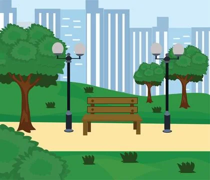 Vector illustration of park. Ilustración de archivo