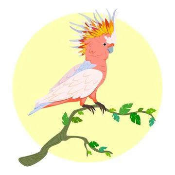 Vector illustration of a parrot on a branch 스톡 일러스트