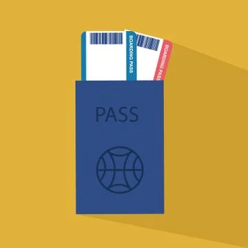Vector illustration of passport document and tickets 스톡 일러스트
