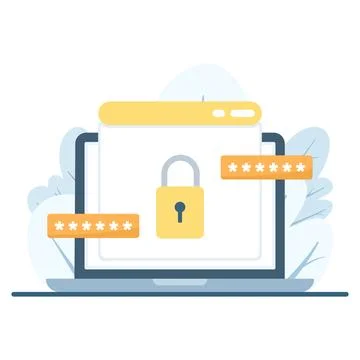 Vector illustration of password security concept with padlock Illustrazione stock