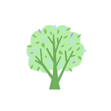 Vector illustration in pastel colors. Spring tree simple element or logo 스톡 일러스트