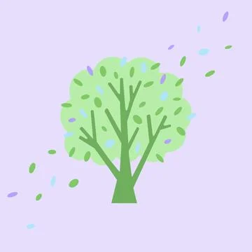 Vector illustration in pastel colors. Spring tree simple element or logo Stock Illustration