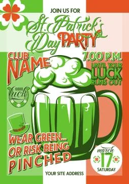 Vector illustration of patricks day party invitation poster template design Stock Illustration