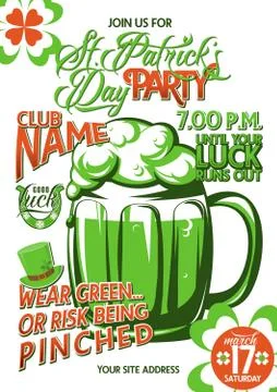 Vector illustration of patricks day party invitation poster template design Stock Illustration