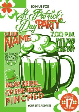 Vector illustration of patricks day party invitation poster template design Stock Illustration