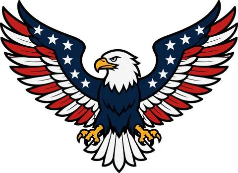 Vector illustration of a patriotic bald eagle with flag colors and stars fo.. 库存插图