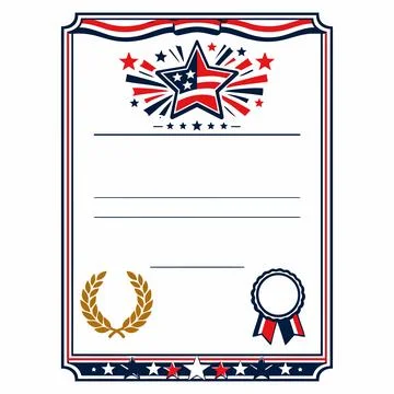 Vector illustration of a patriotic certificate template with stars and stripe Иллюстрация