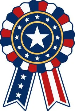 Vector illustration of a patriotic rosette ribbon award with stars and stripe Иллюстрация