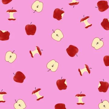 Vector illustration of pattern apples on pink background Stock Illustration