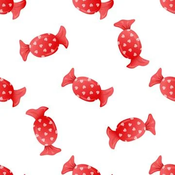 Vector Illustration of a Pattern of Blue-wrapped Chocolate Candies with Hearts Illustrazione stock