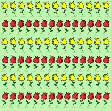 Vector Illustration Of Pattern Flowers red Yellow and Green Stock Illustration