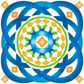 Vector illustration pattern from geometric shapes orange, blue, green color c Stock Illustration