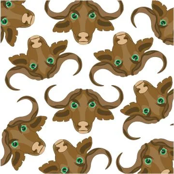 Vector illustration of the pattern of the head animal buffalo Stock Illustration