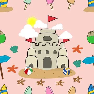 Vector Illustration of Pattern Palace, Summer Time Theme 스톡 일러스트