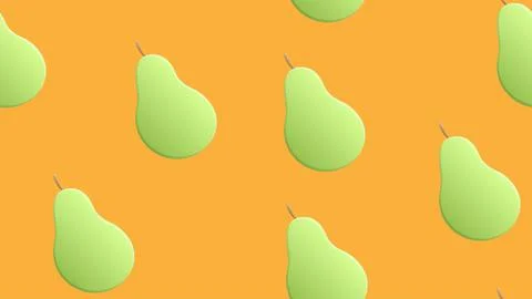 Vector illustration. pattern with pears. green pears on an orange background. Stock Illustration