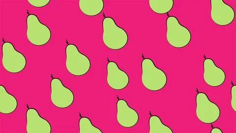 Vector illustration. pattern with pears. green pears on a pink background. br Stock Illustration