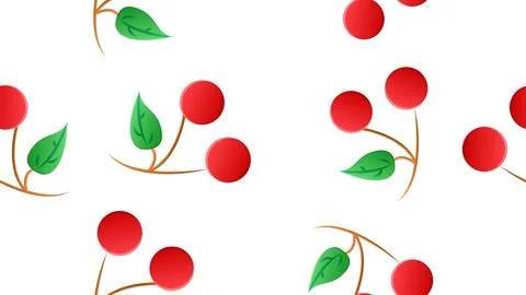 Vector illustration. pattern. red small cherry on a white background. two che Stock Illustration