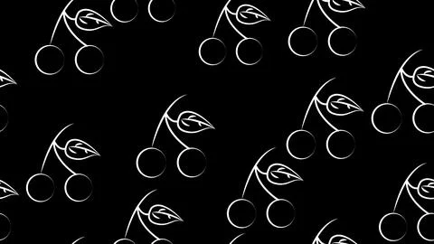 Vector illustration. pattern. red small cherry on a black background. two che Stock Illustration