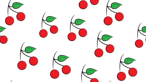 Vector illustration. pattern. red small cherry on a white background. two che Stock Illustration