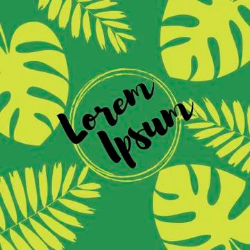 Vector illustration pattern of tropical beach leaves, palm, monstera, orange  Stock Illustration