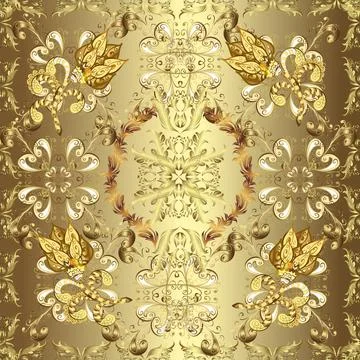 Vector illustration. Patterns on brown, neutral and beige colors. Seamless vinta Stock Illustration