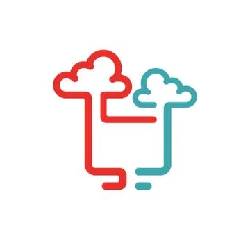 Vector illustration of PC and cloud computing icon. Stock Illustration