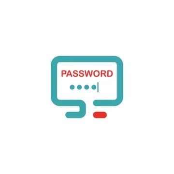 Vector illustration of PC and password protected icon. Stock Illustration