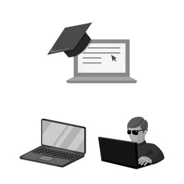 Vector illustration of pc and screen icon. Collection of pc and monitor vector Stock Illustration