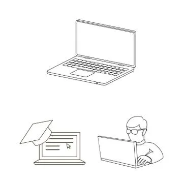 Vector illustration of pc and screen logo. Collection of pc and monitor stock Stock Illustration