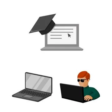 Vector illustration of pc and screen icon. Collection of pc and monitor stock Stockillustratie