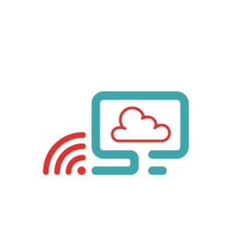 Vector illustration of PC , wlan icon and cloud computing. Stock Illustration