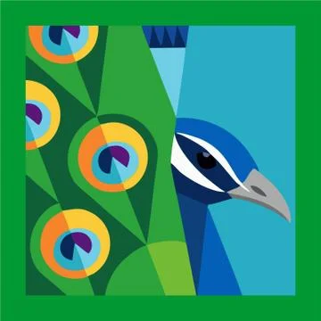 Vector illustration of peacock square pattern for printing Illustrazione stock