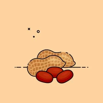 Vector illustration of peanuts in and out of the shell. Stock Illustration