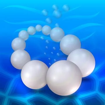 Vector illustration of  pearl string on blue underwater background Stock Illustration