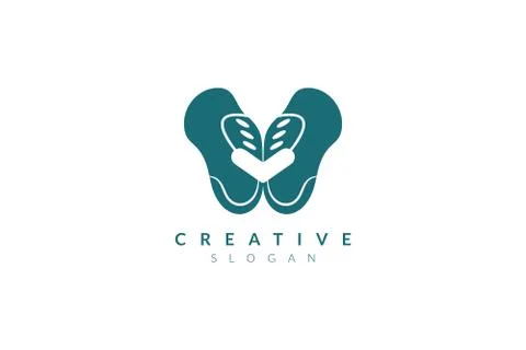 Vector illustration of pelvic bone shape design. Minimalist and simple logo,  Illustrazione stock