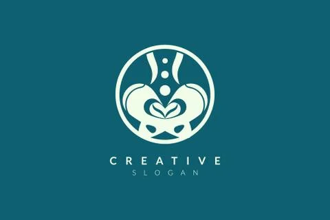 Vector illustration of pelvic bone shape design. Minimalist and simple logo,  Illustrazione stock