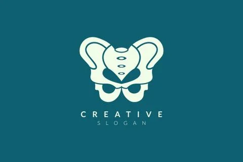 Vector illustration of pelvic bone shape design. Minimalist and simple logo,  Illustrazione stock