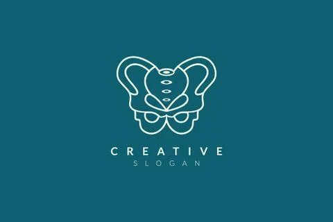 Vector illustration of pelvic bone shape design. Minimalist and simple logo,  Stock Illustration