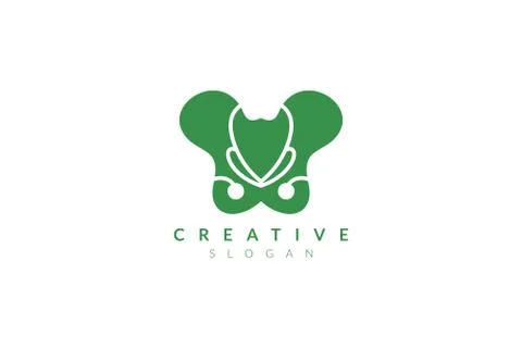 Vector illustration of pelvic bone shape design. Minimalist and simple logo,  Stock Illustration